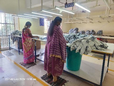 Stitching line in operation